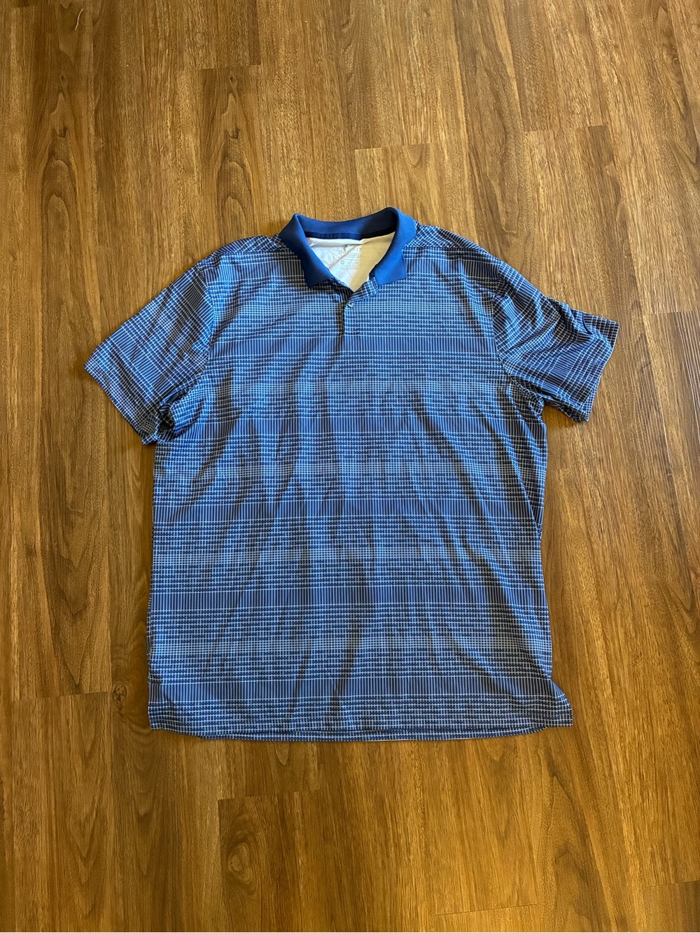 Nike Golf Polo Shirt Drifit Athletic Wear Men’s Size XL Blue With Stripes